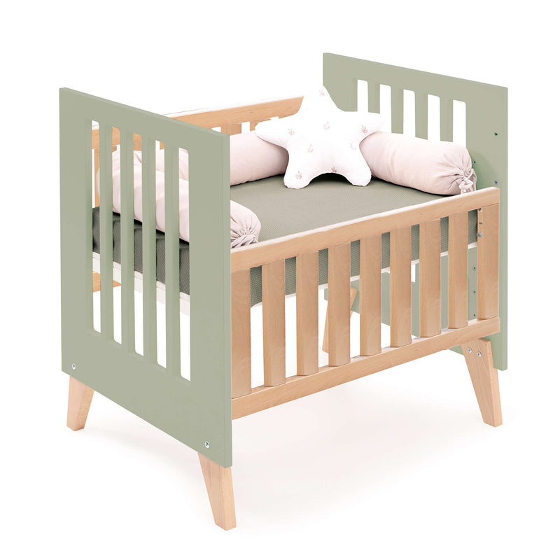 Minicuna convertible en cuna (7en1) madera/verde-oliva · Nexor Tre Erba