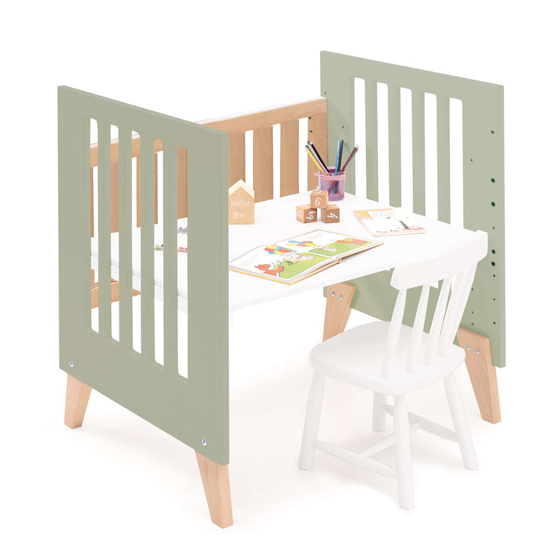 Minicuna convertible en cuna (7en1) madera/verde-oliva · Nexor Tre Erba
