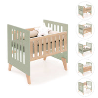 Minicuna colecho 60x80 cm (5en1) madera/verde-oliva · Nexor Uno Erba