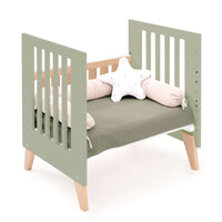 Minicuna convertible en cuna (7en1) madera/verde-oliva · Nexor Tre Erba