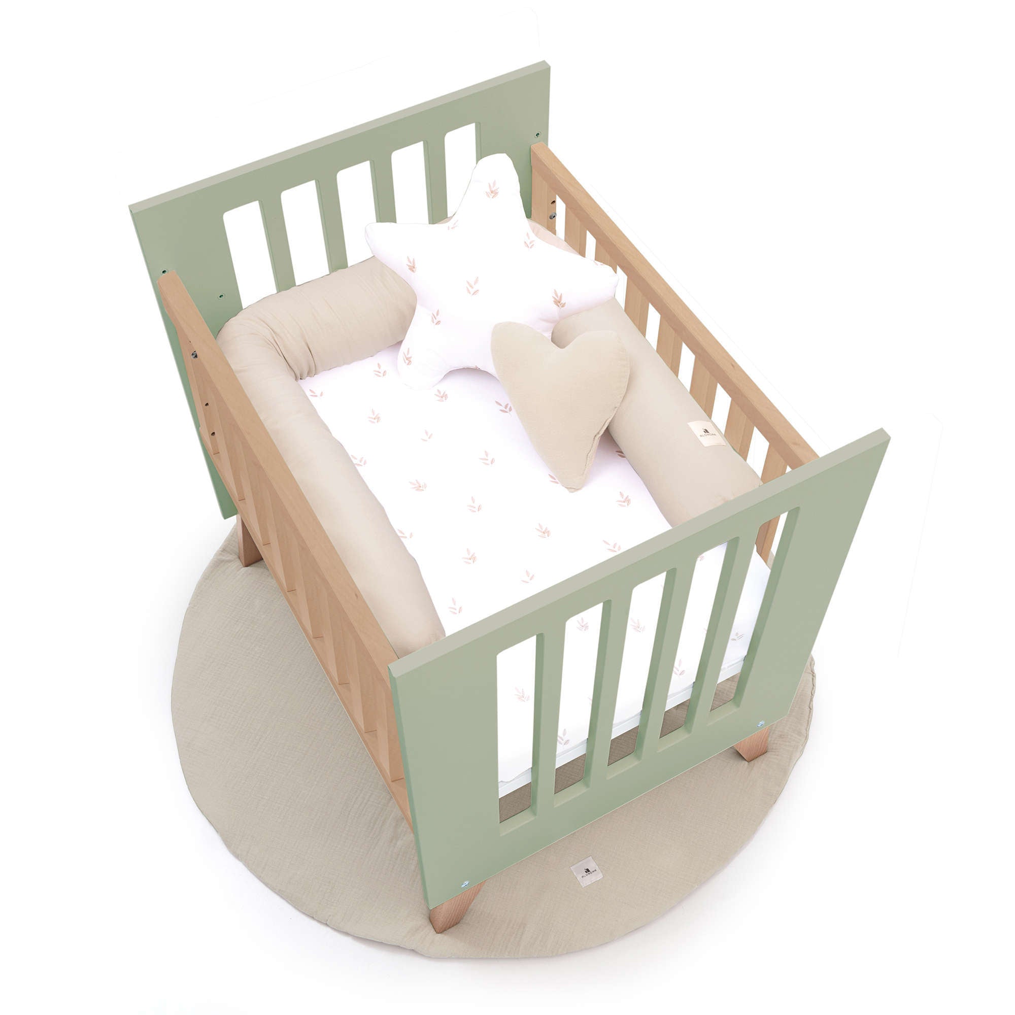 Minicuna colecho 60x80 cm (5en1) madera/verde-oliva · Nexor Uno Erba C187RA-M5695