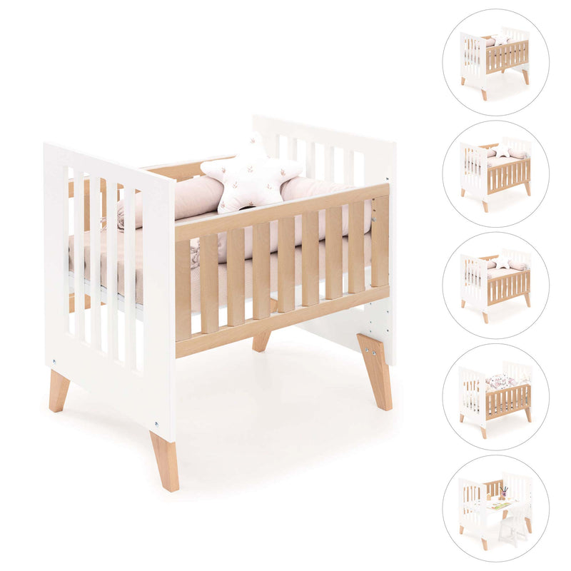 Minicuna colecho 60x80 cm (5en1) madera/blanca · Nexor Uno White