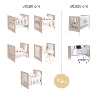 Minicuna y cuna todo en uno (7en1) blanca/beige · Nexo Tre Arena C187T-M7753