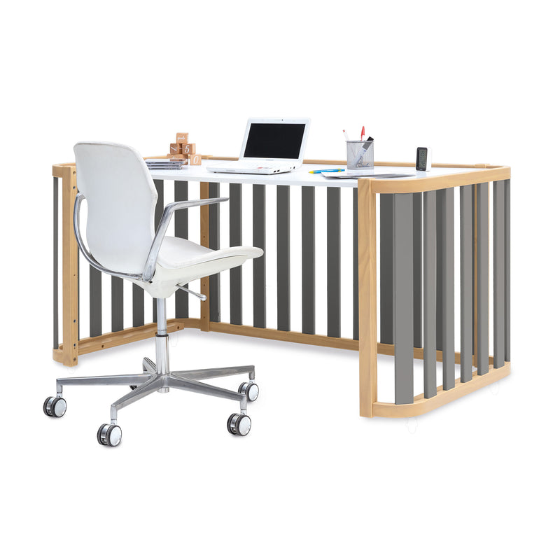 Minicuna-cuna-cama-escritorio (4en1) madera/gris · Crea Plus Tre C351-M5058