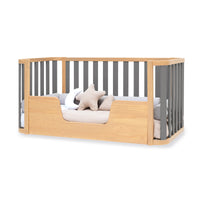 Minicuna-cuna-cama-escritorio (4en1) madera/gris · Crea Plus Tre C351-M5058