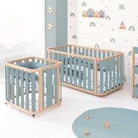 Minicuna-cuna-cama-escritorio (4en1) madera/verde · Crea Plus Tre C351-M5057