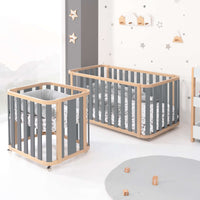 Minicuna-cuna-cama-escritorio (4en1) madera/gris · Crea Plus Tre C351-M5058