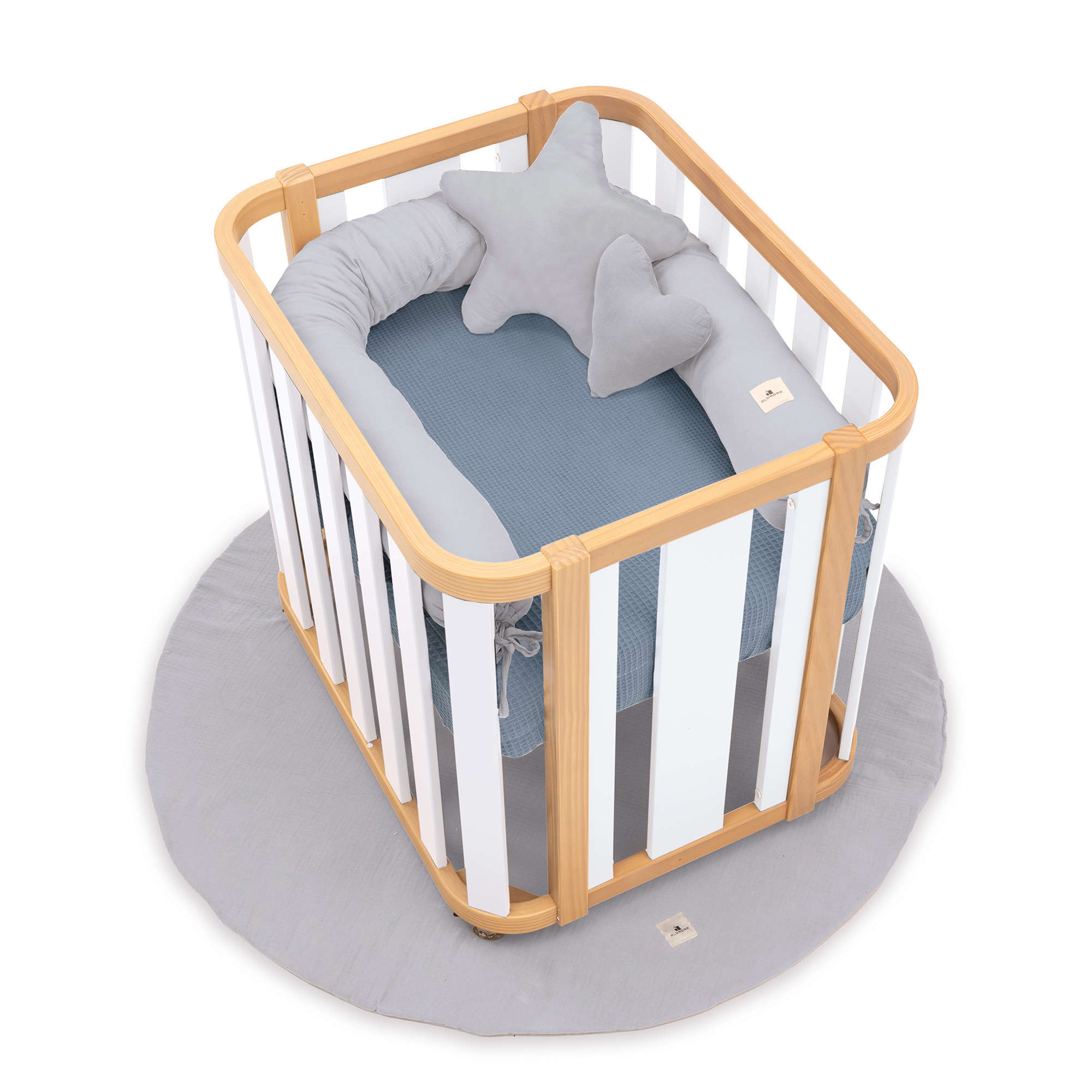 Minicuna de colecho ovalada 55x70 cm madera/blanco · Crea Plus Uno C354-M5011