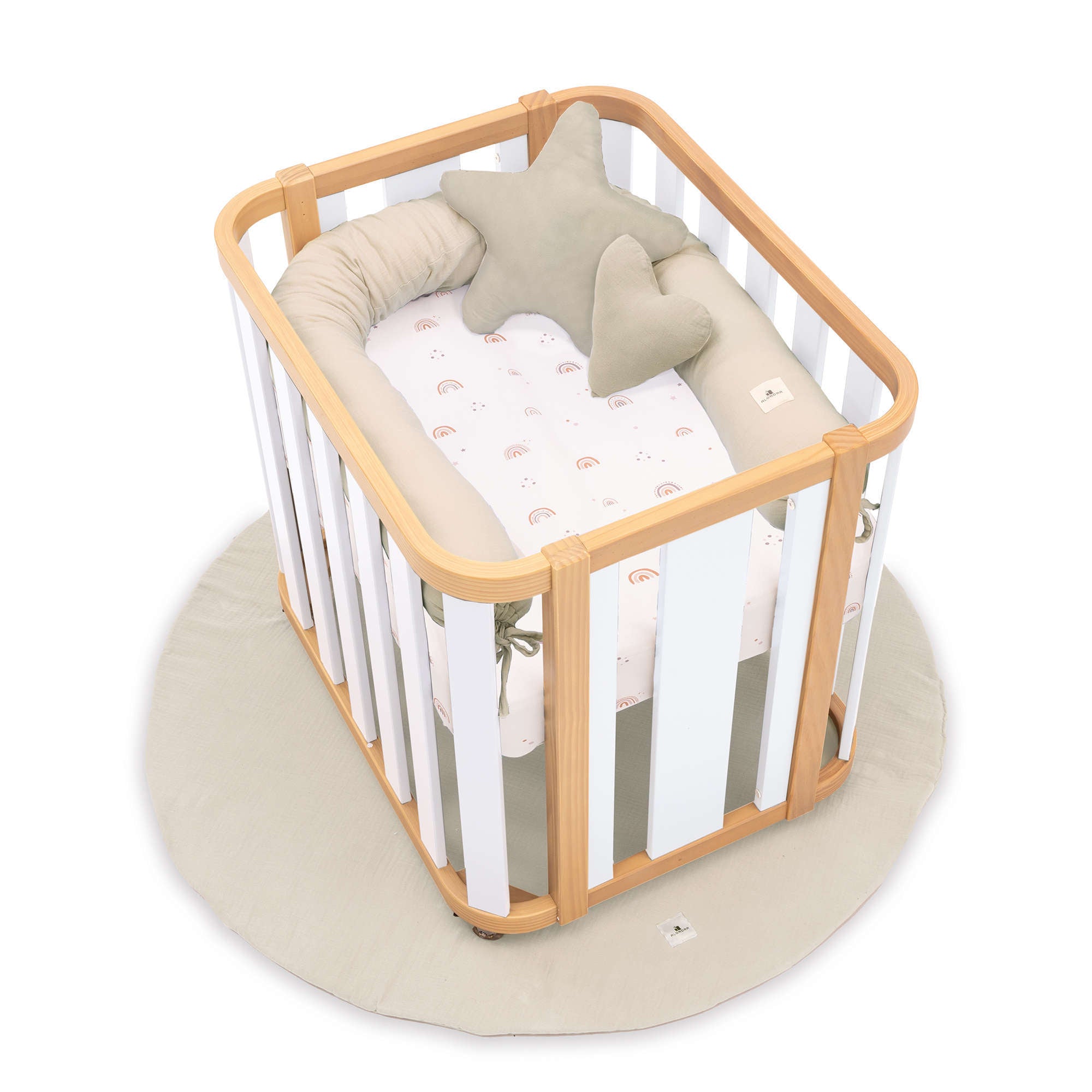 Minicuna de colecho ovalada 55x70 cm madera/blanco · Crea Plus Uno C354-M5011