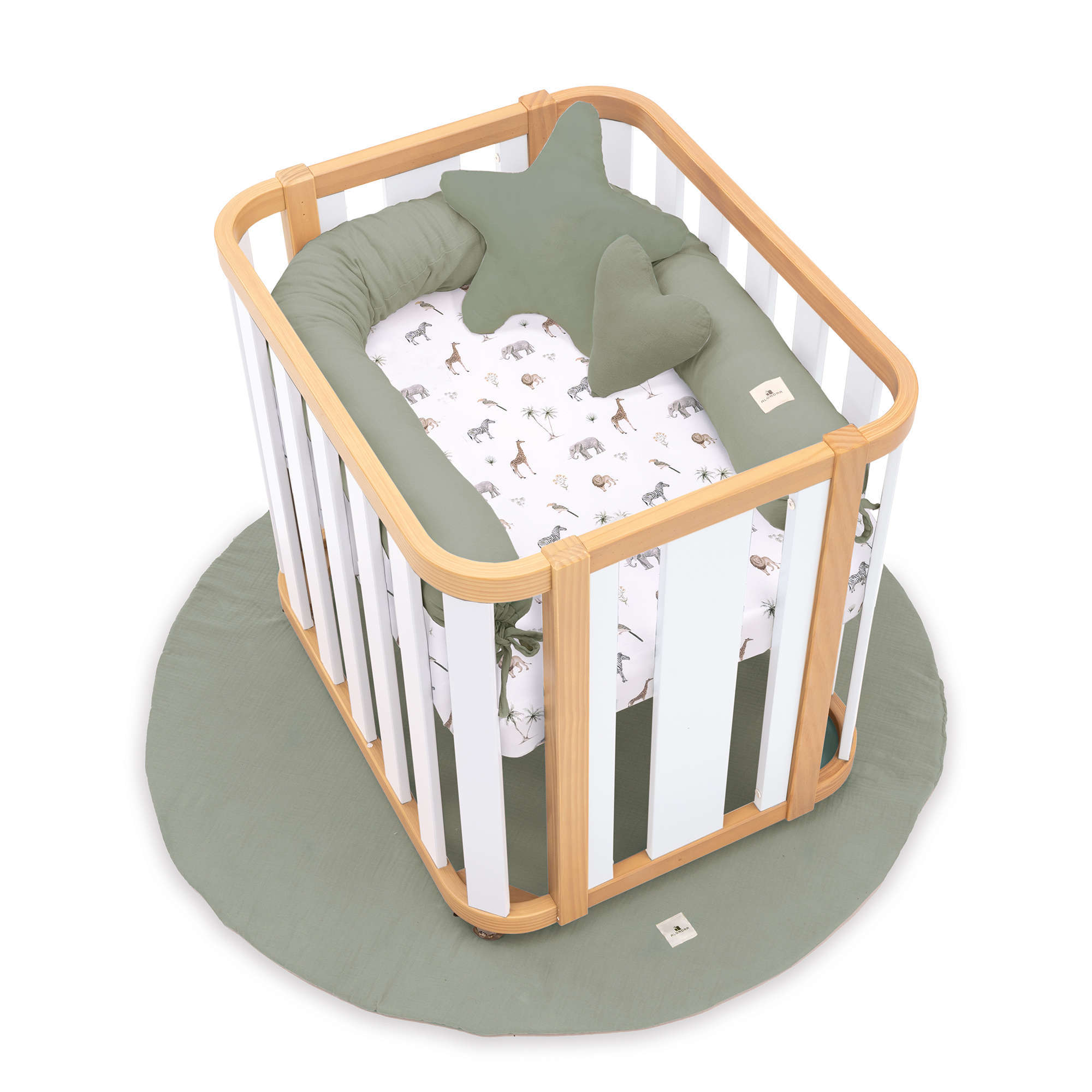 Minicuna de colecho ovalada 55x70 cm madera/blanco · Crea Plus Uno C354-M5011