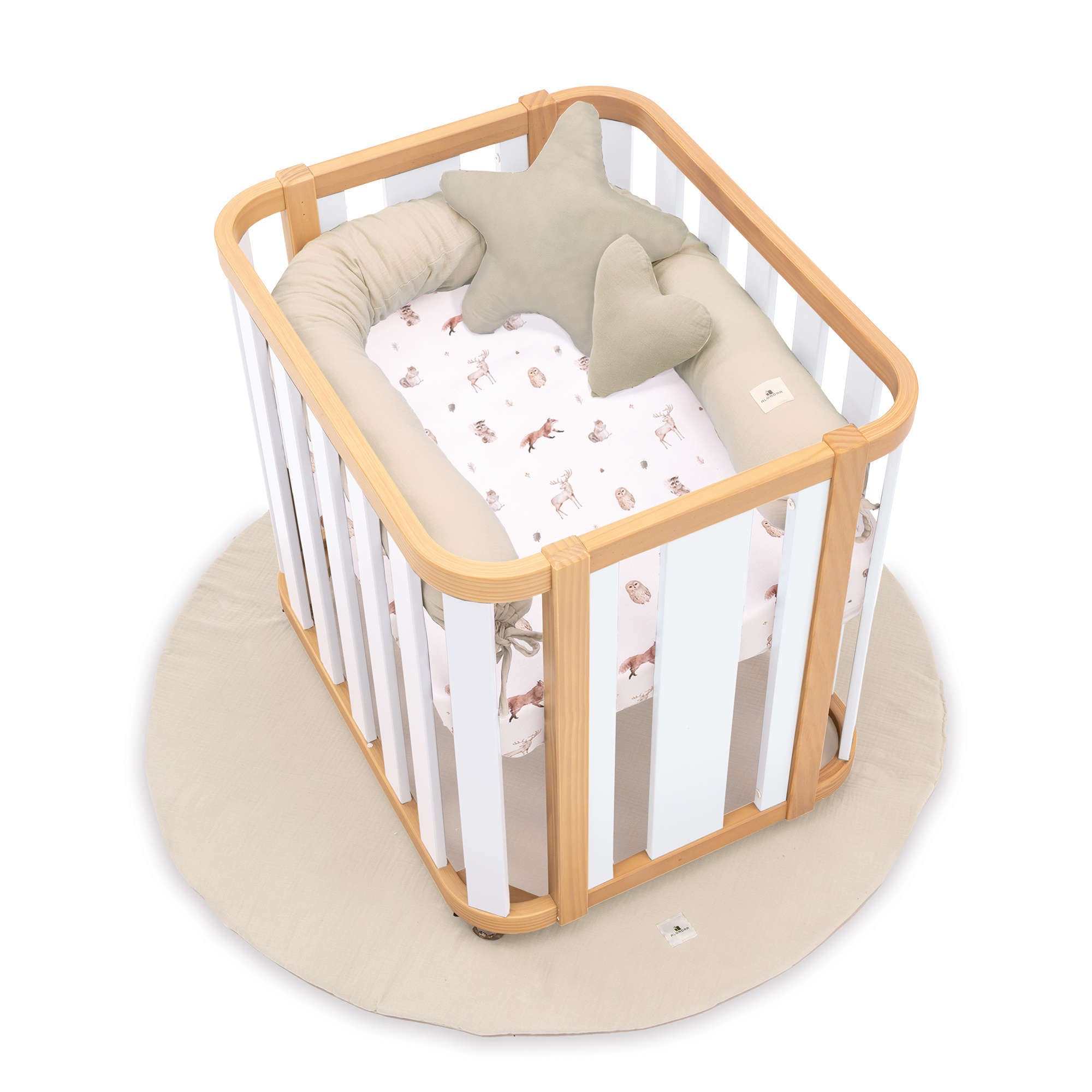 Minicuna de colecho ovalada 55x70 cm madera/blanco · Crea Plus Uno C354-M5011