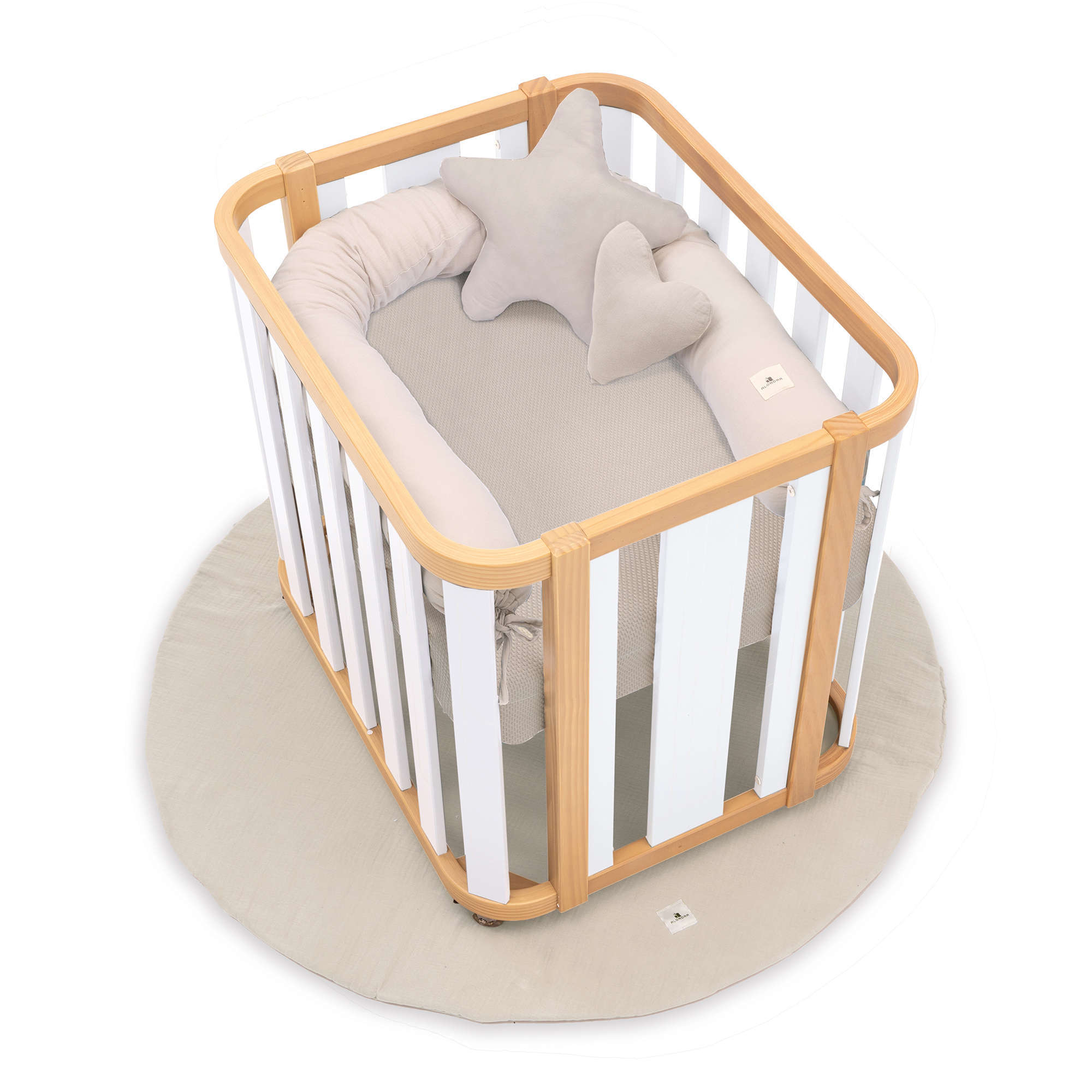 Minicuna de colecho ovalada 55x70 cm madera/blanco · Crea Plus Uno C354-M5011