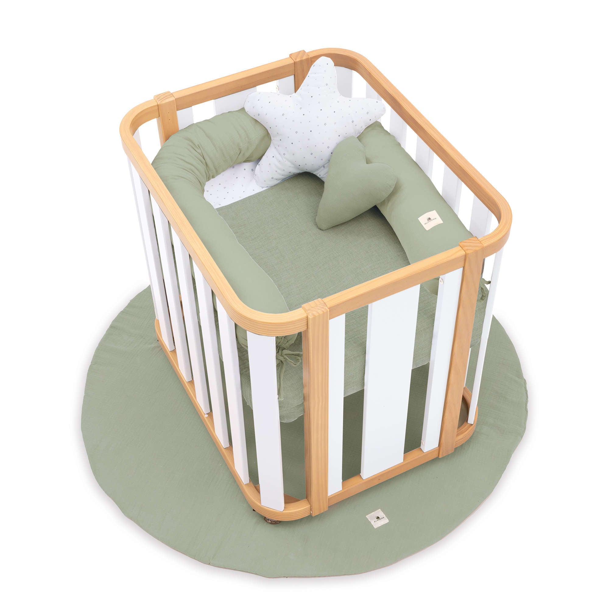 Minicuna de colecho ovalada 55x70 cm madera/blanco · Crea Plus Uno C354-M5011