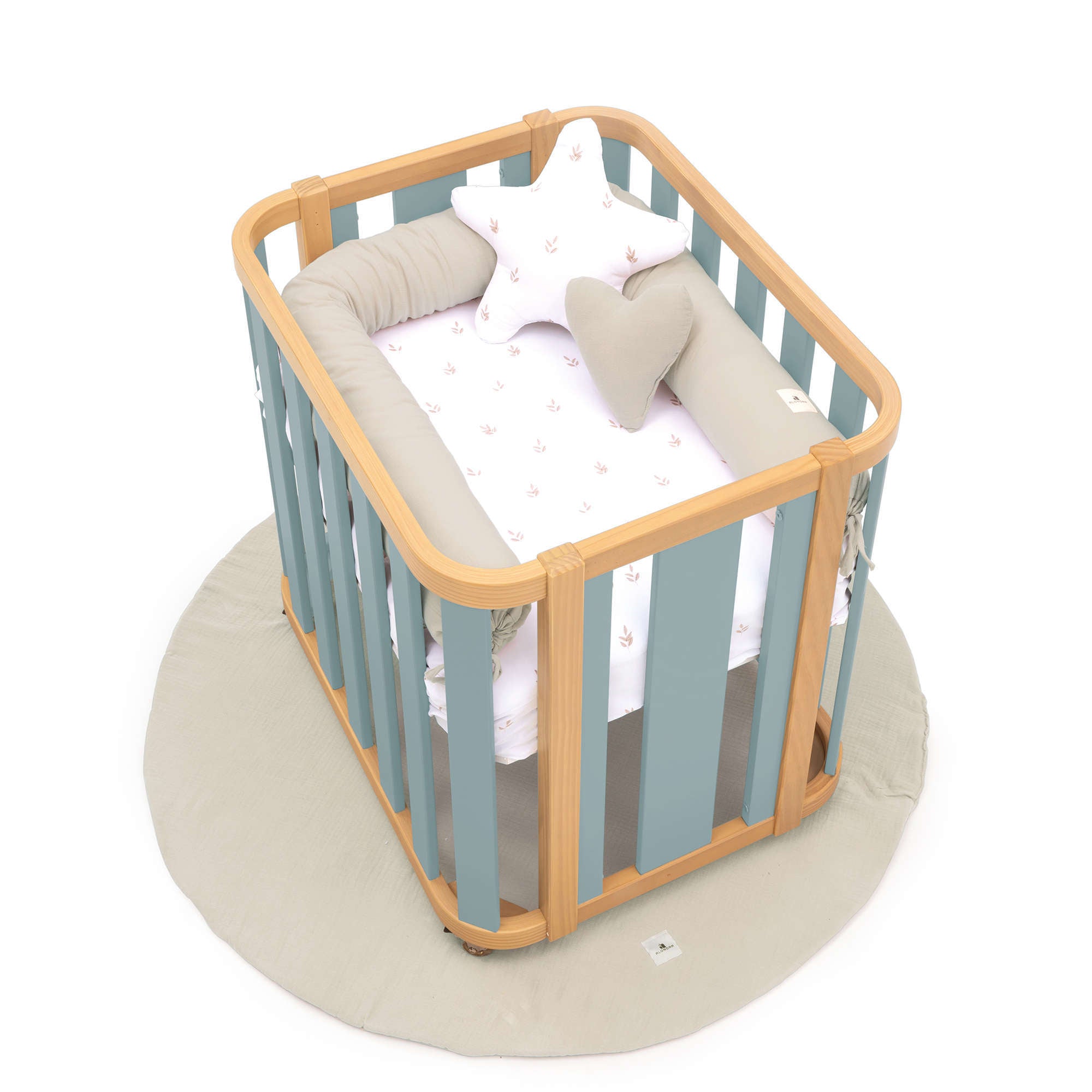 Minicuna de colecho ovalada 55x70 cm madera/verde · Crea Plus Uno C354-M5057