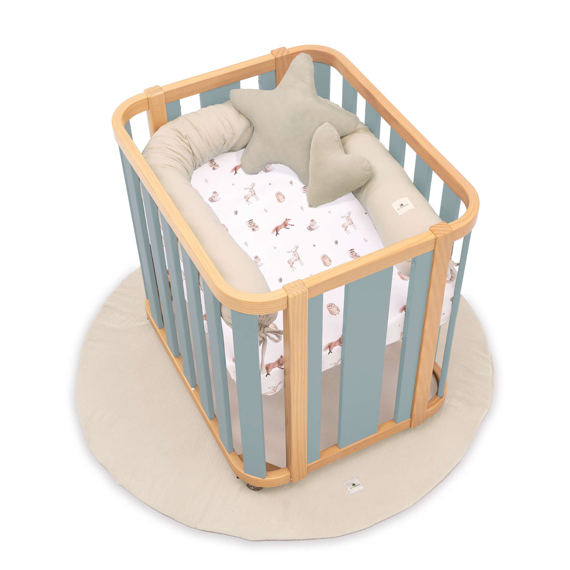 Minicuna de colecho ovalada 55x70 cm madera/verde · Crea Plus Uno C354-M5057