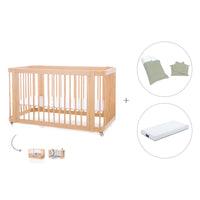 Cuna-Cama para bebé 70x140 cm (3en1) madera natural · Crea Due Nomad C300-M5000