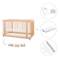 Cuna-Cama para bebé 70x140 cm (3en1) madera natural · Crea Due Nomad C300-M5000