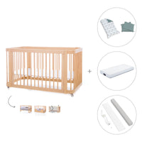 Cuna-Cama para bebé 70x140 cm (3en1) madera natural · Crea Due Nomad C300-M5000