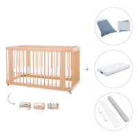 Cuna-Cama para bebé 70x140 cm (3en1) madera natural · Crea Due Nomad C300-M5000