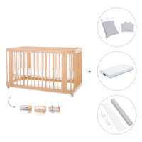 Cuna-Cama para bebé 70x140 cm (3en1) madera natural · Crea Due Nomad C300-M5000