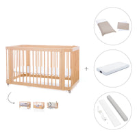 Cuna-Cama para bebé 70x140 cm (3en1) madera natural · Crea Due Nomad C300-M5000