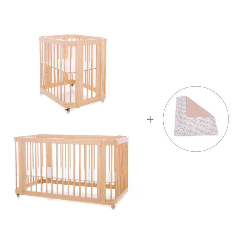 Minicuna-cuna-cama todo en uno (4en1) madera · Crea Tre Nomad C301-M5000