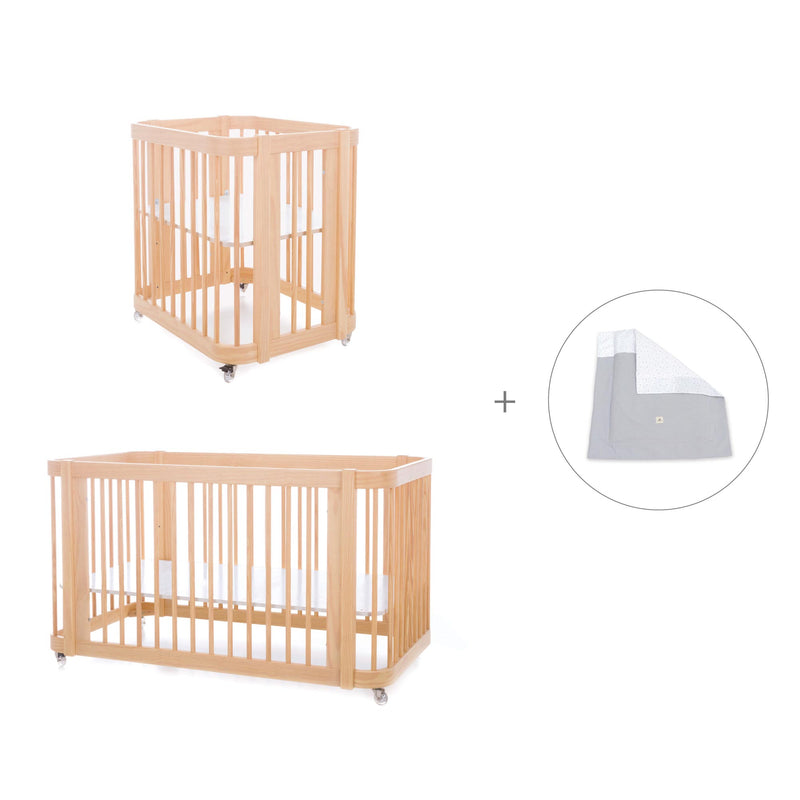 Minicuna-cuna-cama todo en uno (4en1) madera · Crea Tre Nomad C301-M5000
