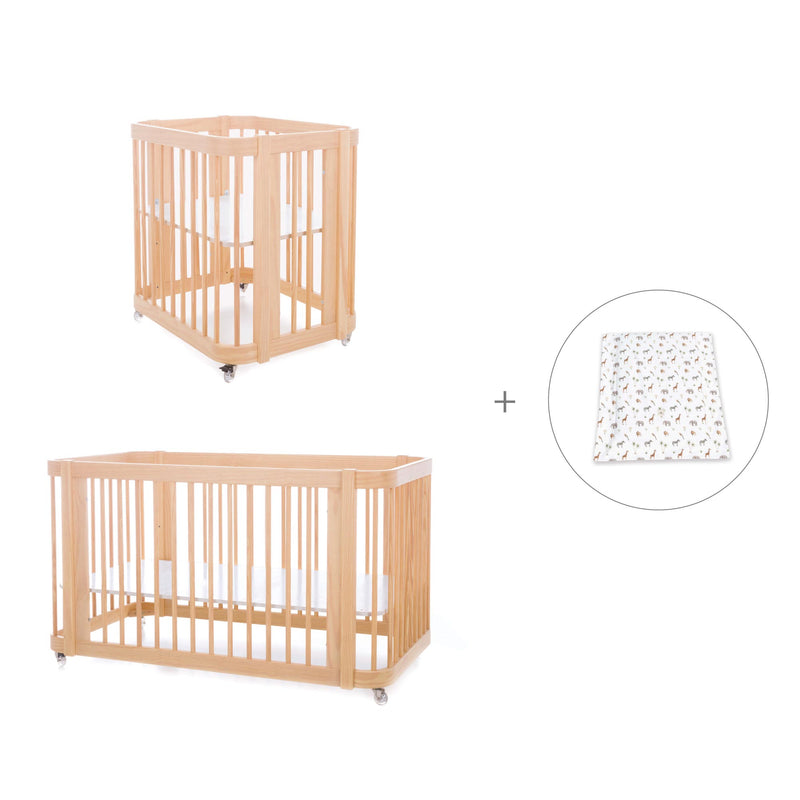 Minicuna-cuna-cama todo en uno (4en1) madera · Crea Tre Nomad C301-M5000