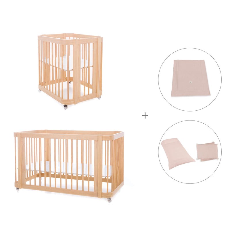Minicuna-cuna-cama todo en uno (4en1) madera · Crea Tre Nomad C301-M5000