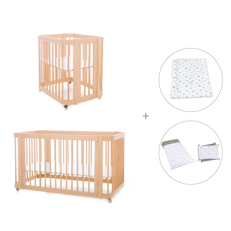 Minicuna-cuna-cama todo en uno (4en1) madera · Crea Tre Nomad C301-M5000