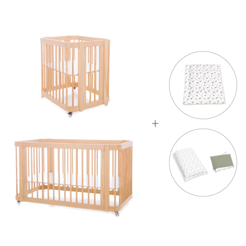 Minicuna-cuna-cama todo en uno (4en1) madera · Crea Tre Nomad C301-M5000