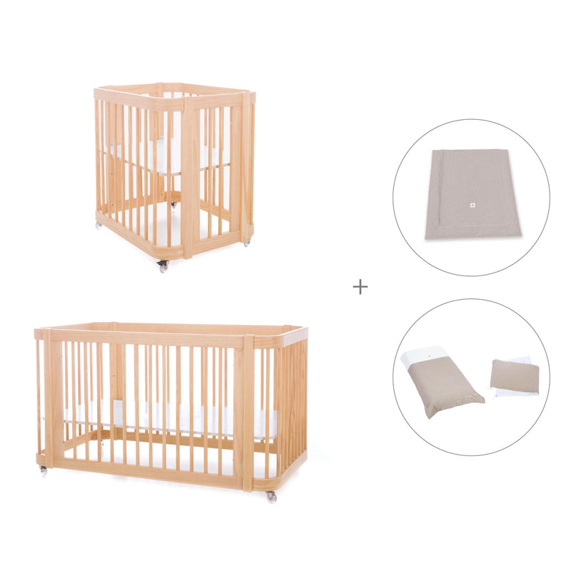 Minicuna-cuna-cama todo en uno (4en1) madera · Crea Tre Nomad C301-M5000