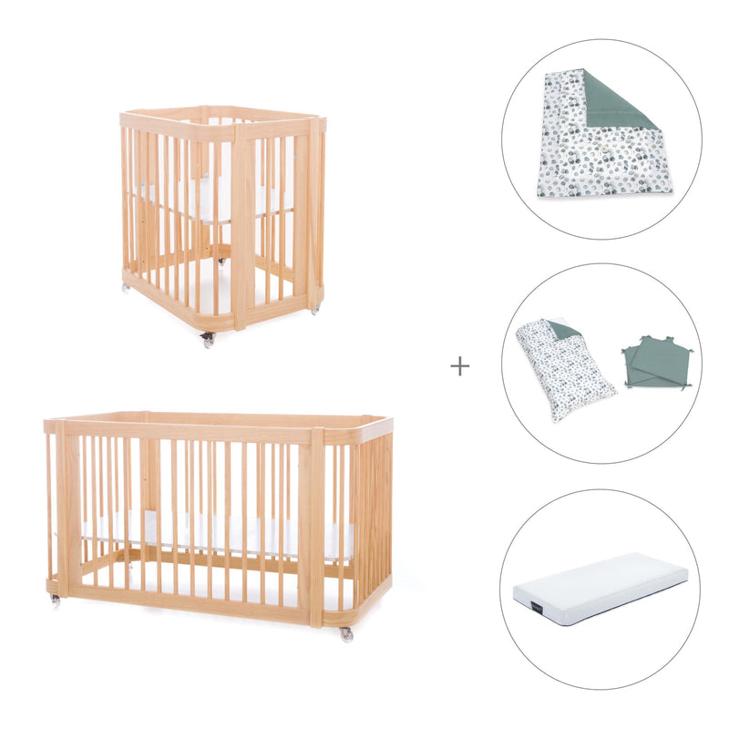 Minicuna-cuna-cama todo en uno (4en1) madera · Crea Tre Nomad C301-M5000