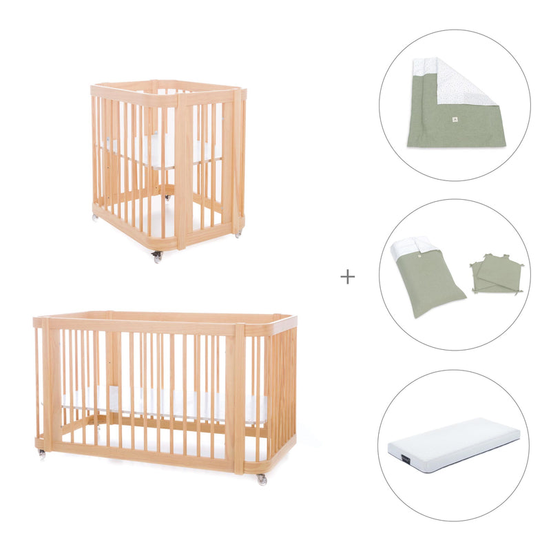 Minicuna-cuna-cama todo en uno (4en1) madera · Crea Tre Nomad C301-M5000