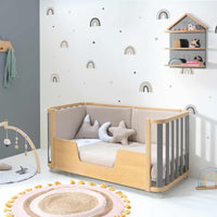 Minicuna-cuna-cama-escritorio (4en1) madera/gris · Crea Plus Tre C351-M5058