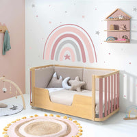 Minicuna-cuna-cama-escritorio (4en1) madera/rosa · Crea Plus Tre C351-M5059