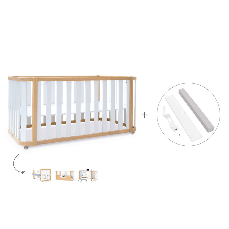 Cuna-cama-escritorio 70x140 cm (3en1) madera/blanco · Crea Plus Due C350-M5011