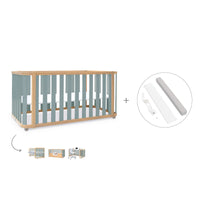 Cuna-cama-escritorio 70x140 cm (3en1) madera/verde · Crea Plus Due C350-M5057