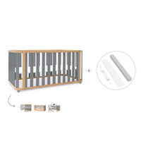 Cuna-cama-escritorio 70x140 cm (3en1) madera/gris · Crea Plus Due C350-M5058