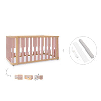 Cuna-cama-escritorio 70x140 cm (3en1) madera/rosa · Crea Plus Due C350-M5059