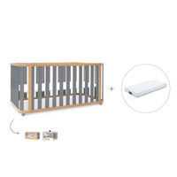 Cuna-cama-escritorio 70x140 cm (3en1) madera/gris · Crea Plus Due C350-M5058