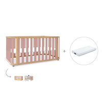 Cuna-cama-escritorio 70x140 cm (3en1) madera/rosa · Crea Plus Due C350-M5059