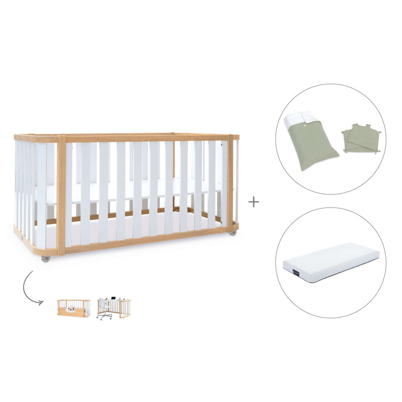 Cuna-cama-escritorio 70x140 cm (3en1) madera/blanco · Crea Plus Due C350-M5011