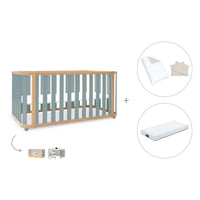 Cuna-cama-escritorio 70x140 cm (3en1) madera/verde · Crea Plus Due C350-M5057