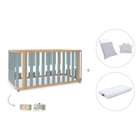 Cuna-cama-escritorio 70x140 cm (3en1) madera/verde · Crea Plus Due C350-M5057