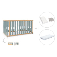 Cuna-cama-escritorio 70x140 cm (3en1) madera/verde · Crea Plus Due C350-M5057