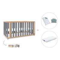 Cuna-cama-escritorio 70x140 cm (3en1) madera/gris · Crea Plus Due C350-M5058