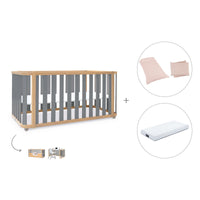 Cuna-cama-escritorio 70x140 cm (3en1) madera/gris · Crea Plus Due C350-M5058