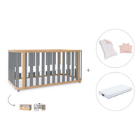 Cuna-cama-escritorio 70x140 cm (3en1) madera/gris · Crea Plus Due C350-M5058