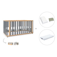 Cuna-cama-escritorio 70x140 cm (3en1) madera/gris · Crea Plus Due C350-M5058